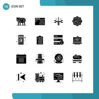 16 kreative Symbole moderne Zeichen und Symbole der Zwischenablage Warenkorb Cloud Online-Shop akustisch editierbare Vektordesign-Elemente vektor