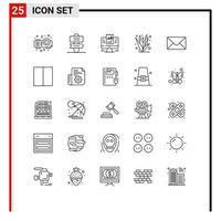 uppsättning av 25 modern ui ikoner symboler tecken för meddelande majs bärbar dator jordbruk beskära redigerbar vektor design element