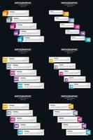 Vektor 6 Infografiken Pack Präsentationsfolie Vorlage 5 Schritte Zyklusdiagramme und Zeitleisten