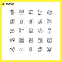 uppsättning av 25 modern ui ikoner symboler tecken för Centrum Sol skriva ut snö kvinnor redigerbar vektor design element