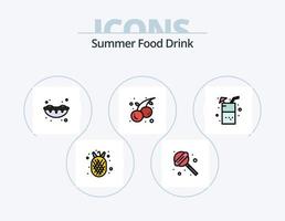 Sommer Essen trinken Linie gefüllt Icon Pack 5 Icon Design. Lebensmittel. Getränk. Lebensmittel. Sommer. Salat vektor