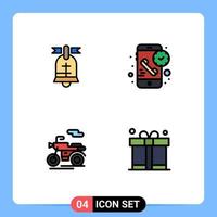 Stock Vector Icon Pack mit 4 Zeilen Zeichen und Symbolen für Ball Motor Usa Phone Transport editierbare Vektordesign-Elemente