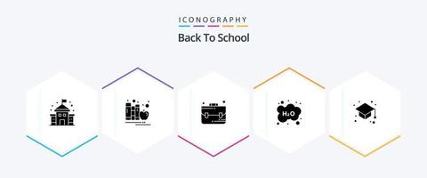 Zurück zur Schule 25 Glyphen-Icon-Pack inklusive Bildung. lernen. Tasche. Schule. Bildung vektor