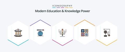 moderne bildung und wissenskraft 25 gefüllte liniensymbolpakete einschließlich bildung. Versuch. Digital . Bildung. Lernen vektor