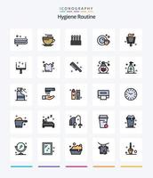 kreative Hygieneroutine 25 Zeilen gefülltes Icon Pack wie Kleidung. Schaufel. Knospen. Besen. Tasse vektor