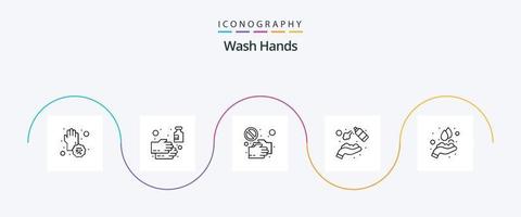 tvätta händer linje 5 ikon packa Inklusive rena. Rör. tvätta. skaka hand. Nej vektor
