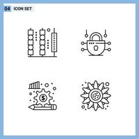 4 kreativ ikoner modern tecken och symboler av drycker diagram kött nätverk redskap redigerbar vektor design element