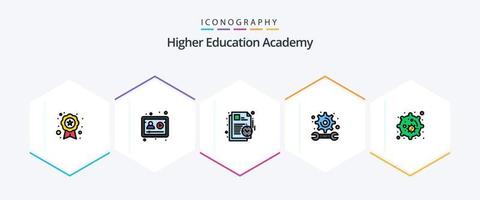 akademi 25 fylld linje ikon packa Inklusive cell. studie. planen. teknik. akademi vektor