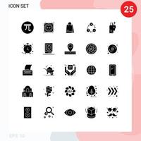 grupp av 25 fast glyfer tecken och symboler för utbildning organisation stock frågor dagligen redigerbar vektor design element