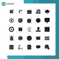 Aktienvektor-Icon-Pack mit 25 Zeilenzeichen und Symbolen für Online-Technologie-Schultaschenwolke echte editierbare Vektordesign-Elemente vektor