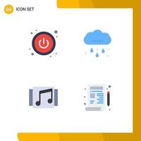 uppsättning av 4 kommersiell platt ikoner packa för kraft låt regn album plan redigerbar vektor design element