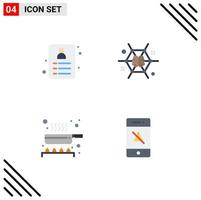 4 flaches Icon-Pack der Benutzeroberfläche mit modernen Zeichen und Symbolen für Brainstorming-Küche mit bearbeitbaren Vektordesign-Elementen für Shopping-Lebensmittel vektor