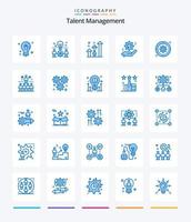 kreatives talentmanagement 25 blaues symbolpaket wie zahnrad. Einstellung. Lösung. Werdegang. Pfeil vektor