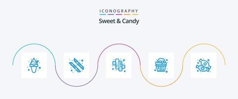 süßes und bonbonblaues 5-Icon-Paket einschließlich . Süßigkeiten. Nachtisch. Lebensmittel. Süssigkeit vektor