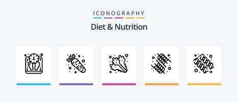 Diät- und Ernährungslinie 5 Icon Pack inklusive Essen. Skala. Ernährung. Gewicht. Diät. kreatives Symboldesign vektor