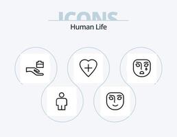 menschliche Linie Icon Pack 5 Icon Design. traurig. Gesicht. Pflege. Emotion. Mensch vektor