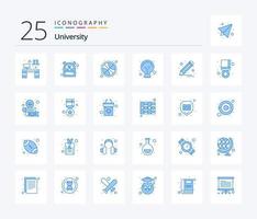 University 25 Blue Color Icon Pack inklusive Bearbeitung. Studienidee. Basketball. hell. Birne vektor