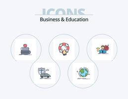 Business- und Bildungslinie gefüllt Icon Pack 5 Icon Design. Schule. Idee. Hände. kreativ vektor