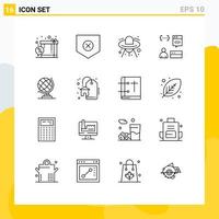 Mobile Interface Gliederungssatz von 16 Piktogrammen der Erdentwicklung Außerirdische entwickeln App-editierbare Vektordesign-Elemente vektor