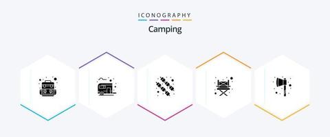 Camping-Symbolpaket mit 25 Glyphen, einschließlich . Beil. Lebensmittel. Axt. Camping vektor