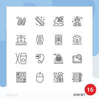 16 användare gränssnitt översikt packa av modern tecken och symboler av händelse firande valuta arbetstagare arbetskraft redigerbar vektor design element