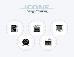 Design Thinking Glyph Icon Pack 5 Icon Design. Rechner. Datei. Erfassung. Zeichnung. Design vektor