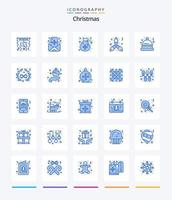 kreatives weihnachten 25 blaues symbolpaket wie bogen. Hut. Feier. Weihnachten. Kuss vektor