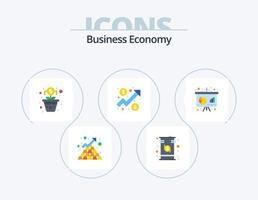 Economy Flat Icon Pack 5 Icon-Design. Unternehmen. Dollar. Trommel. Diagramm. Baum vektor