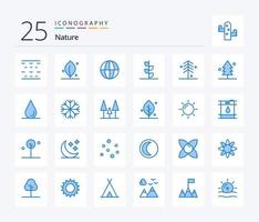 Natur 25 blaues Icon Pack inklusive Wetter. Natur. Natur. Wasser. Baum vektor