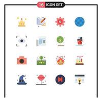 Stock Vector Icon Pack mit 16 Linienzeichen und Symbolen für Artikel Focus Graph Eye Map editierbares Paket kreativer Vektordesign-Elemente
