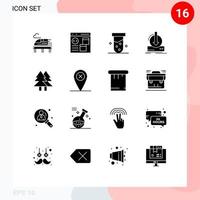 Packung mit 16 kreativen soliden Glyphen von Christmas Download Tube DLC zusätzlich bearbeitbare Vektordesign-Elemente vektor