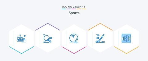 sporter 25 blå ikon packa Inklusive is. klocksats. tabell tennis. boll. spel vektor