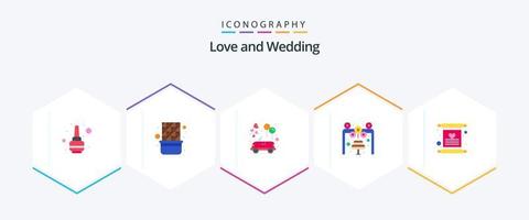 Hochzeit 25 Flat Icon Pack inklusive Einladung. Hochzeit. Wagen. Liebe. Hochzeitsauto vektor