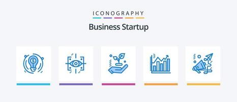 företag börja blå 5 ikon packa Inklusive finansiera. Graf. hand. Diagram. analyser. kreativ ikoner design vektor