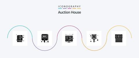 Auktion Glyphe 5 Icon Pack inklusive ok. prüfen. Etikett. Laden. Bildschirm vektor