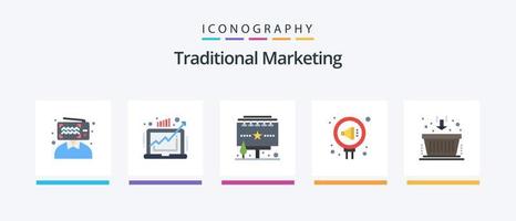 traditionell marknadsföring platt 5 ikon packa Inklusive rykte. offentlig. vinst. pr. anslagstavla. kreativ ikoner design vektor