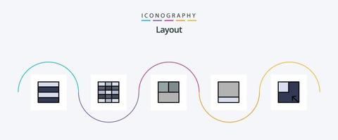Layoutlinie gefülltes flaches 5-Icon-Paket einschließlich . . vektor
