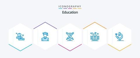 Bildung 25 blaues Symbolpaket einschließlich . Wissenschaft. Bleistift. Mikroskop. Bildung vektor