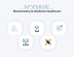 Biochemie und Medizin Healthcare Flat Icon Pack 5 Icon Design. Mann. Schädel des Todes. medizinisch. Schädel. Prüfung vektor