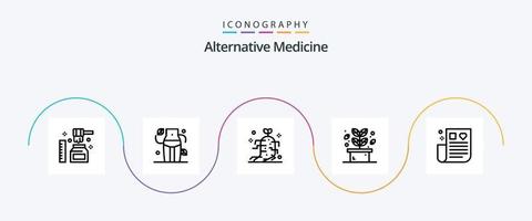 Symbolpaket für alternative Medizin, Linie 5, einschließlich Gesundheitswesen. Spa. Arzneimittel. Pflanze, Anlage. Kraut vektor