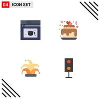 4 flaches Icon-Pack der Benutzeroberfläche mit modernen Zeichen und Symbolen der Webseite King Hearts Wedding Devices editierbare Vektordesign-Elemente vektor