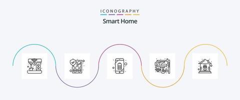 Smart Home Line 5 Icon Pack inklusive smart. Heimat. Sicherheit. Videoüberwachung Telefon vektor