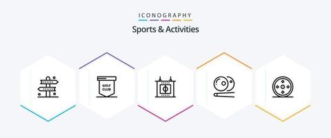 Sport und Aktivitäten 25-Zeilen-Icon-Pack inklusive Fokus. Snooker. Sport. Schwimmbad. Sport vektor