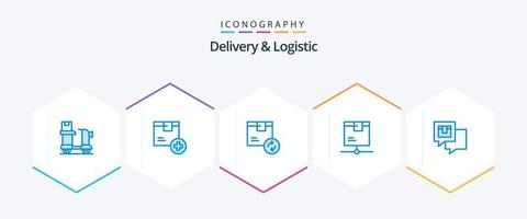 lieferung und logistik 25 blaues symbolpaket einschließlich netzwerk. Lieferung. Logistik. Versand. Produkt vektor