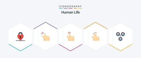 menschliches 25-Flach-Icon-Paket einschließlich . Sozial. berühren. Freunde. berühren vektor