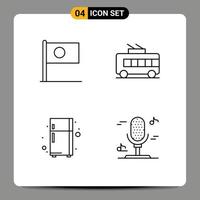 4 kreative Symbole moderne Zeichen und Symbole asiatischer elektronischer Geräte Landtransport Kühlschrank editierbare Vektordesign-Elemente vektor