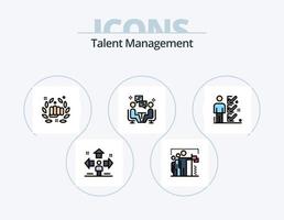 Talentmanagement-Linie gefüllt Icon Pack 5 Icon Design. Idee. Birne. Hand. konfigurieren. Profil vektor