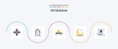 Eid Mubarak Flat 5 Icon Pack inklusive Feier. Mond. eid. Halbmond. offen vektor