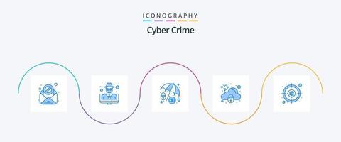 Cyber Crime Blue 5 Icon Pack inklusive Internet. Verbrechen. Dollar-Schutz. Sicherheit. sperren vektor