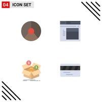 flaches Icon-Paket mit 4 universellen Symbolen für Business-m-Einsparungen grafisches Seitenbudget editierbare Vektordesign-Elemente vektor